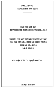 ĐỀ TÀI: Nghiên cứu xây dựng định mức dự toán của các công tác dịch vụ nghĩa trang, dịch vụ hỏa táng